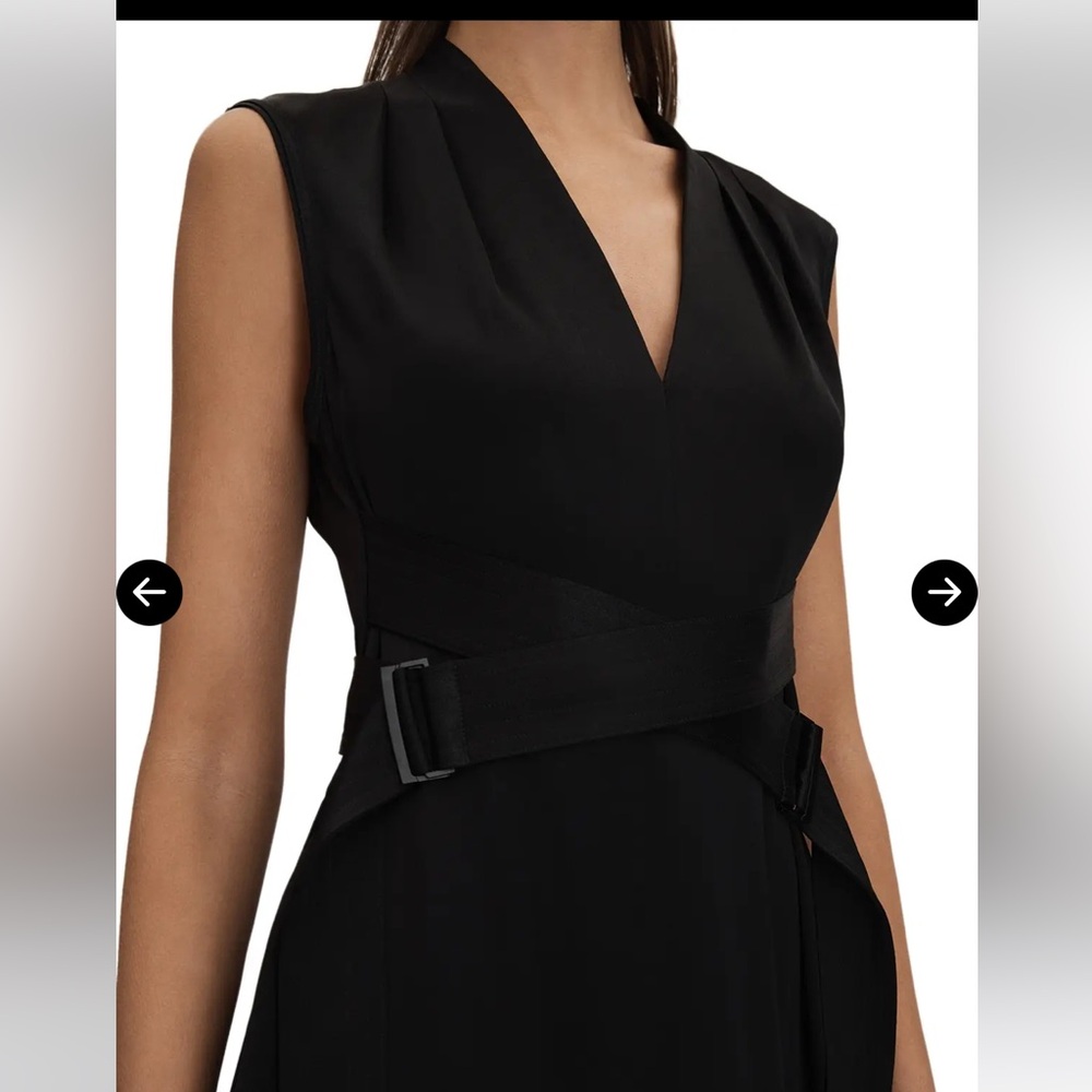 Reiss raya strappy asymmetrical midi dress size 2 black - Picture 4 of 14